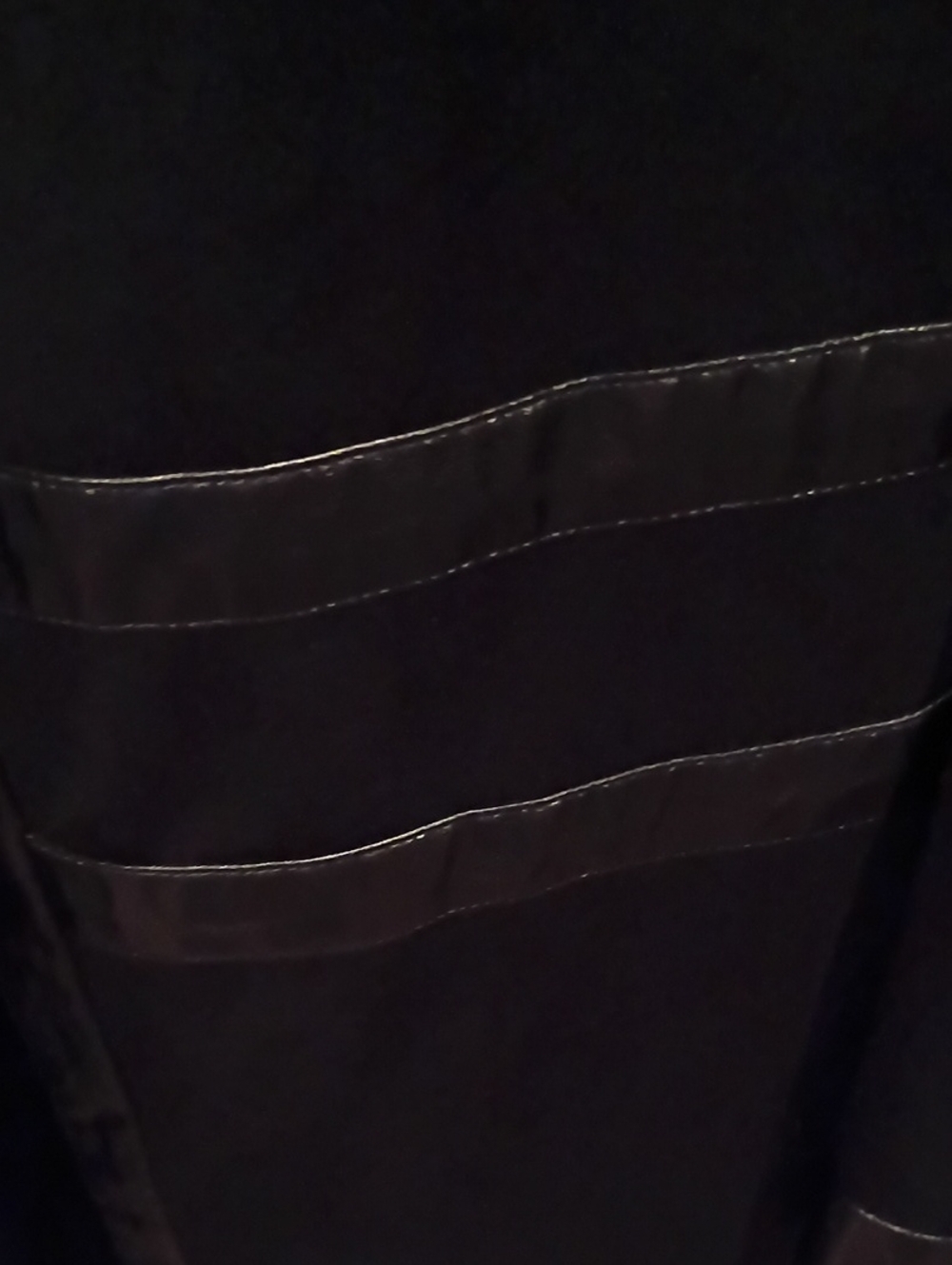 Ming Wang Rayon Blend Black Jacket/Coat with Banded Leather Trim & Side Slits - Picture 6 of 13